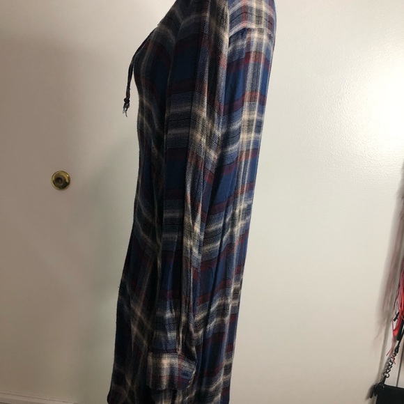 Vintage Havana Navy and Burgundy Plaid Shirt dress - Picture 4 of 14